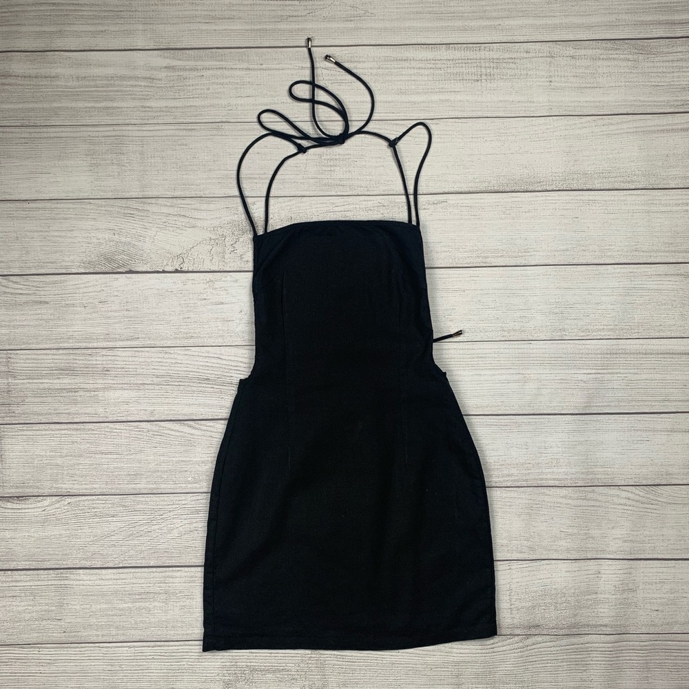 Backless Black Strappy Bodycon Dress